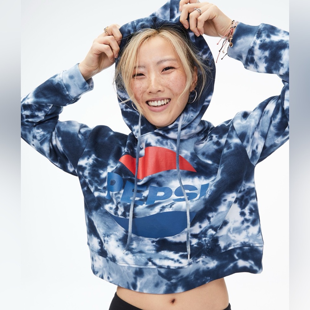Pepsi Crop Tie Dye Hoodie Sweater